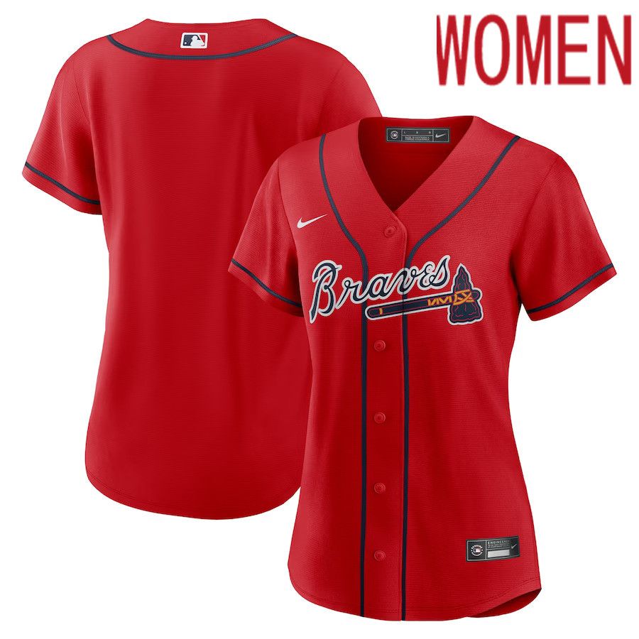 Women Atlanta Braves Nike Red Alternate Replica Team MLB Jersey->women mlb jersey->Women Jersey